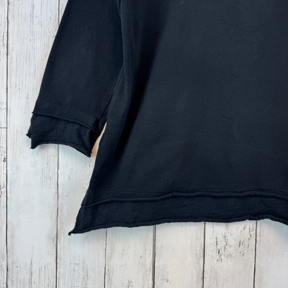 Habitat Black Asymmetrical Layered Sharkbite Hem 3/4 Sleeve Shirt Size Small - Picture 8 of 13